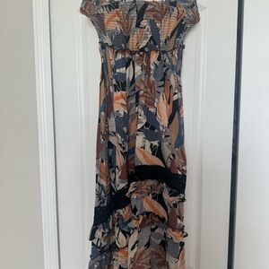 Angie Strapless Maxi Dress in Blue, Tan, Cream, Black